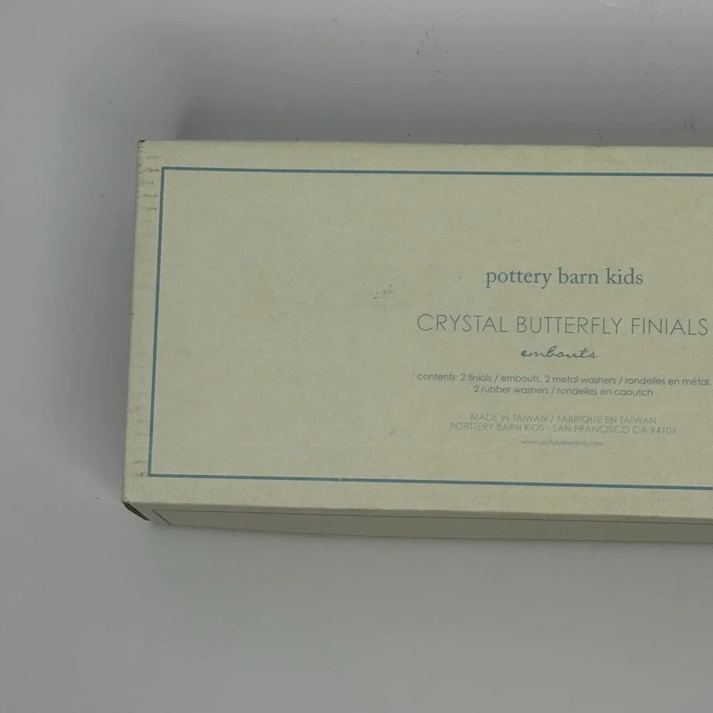 Pottery Barn Kids Crystal Butterfly Finials Purple NIB Set Of 2